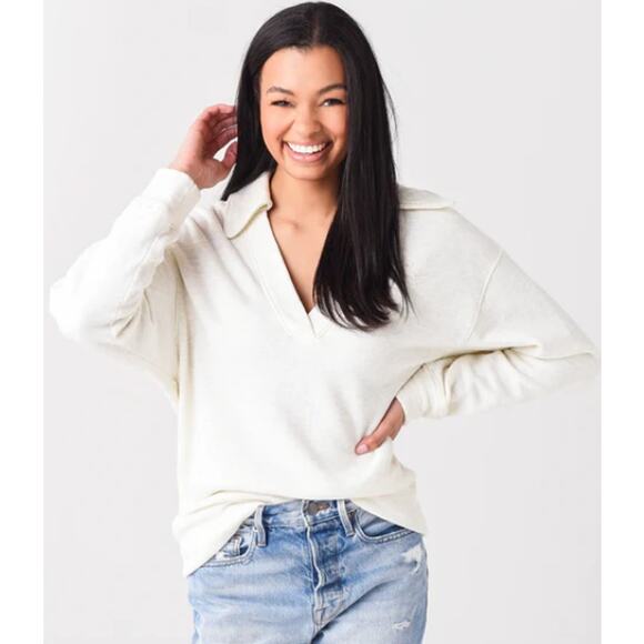 Citizens of Humanity Women's Medium Rosalia White Pullover Sweater V-neck Cotton - Picture 1 of 11